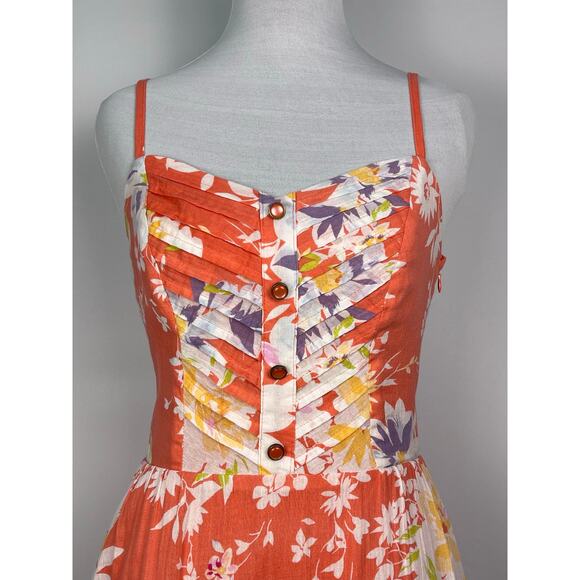 Lauren Conrad Orange Floral Mini Sundress Size 4 - Picture 2 of 10